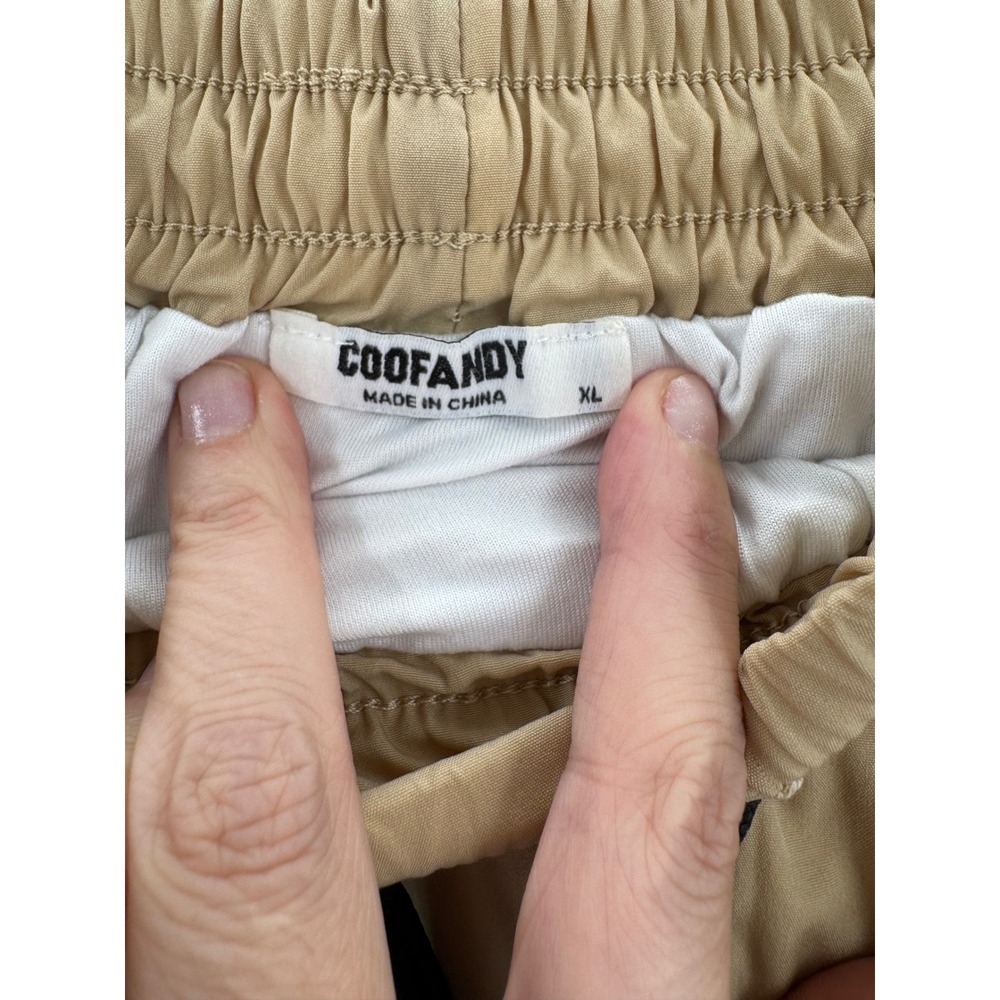 COOFANDY - Athletic Shorts Drawstring Waist Pockets - Khaki - XL - Mens - Picture 3 of 7